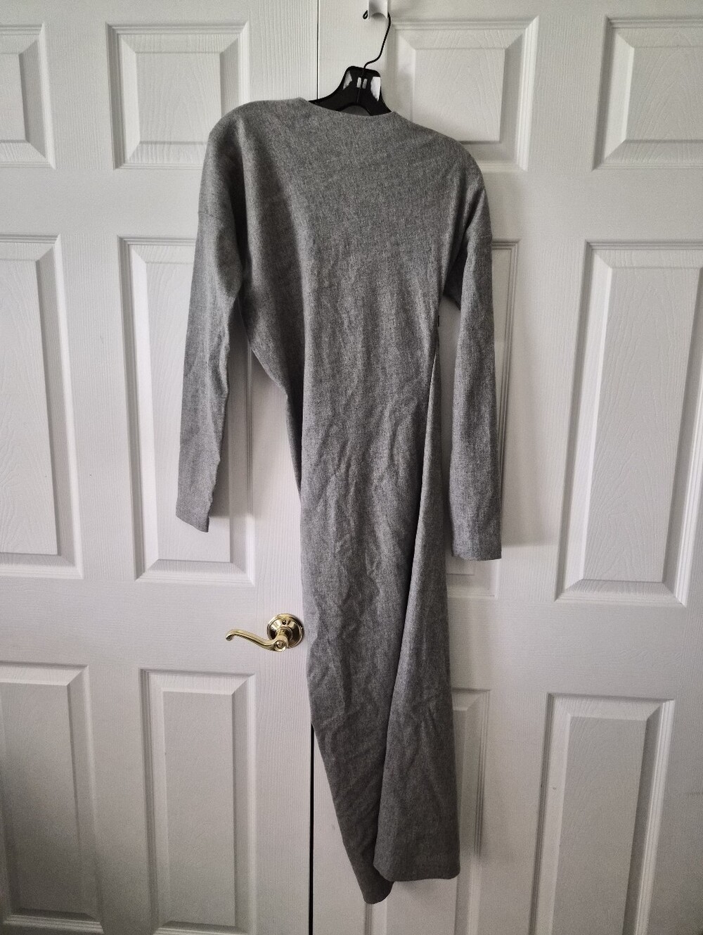 Totême Twisted Grey Melange Asymmetric Flannel Long Sleeve Midi Dress DK36 US6 S - Picture 7 of 14
